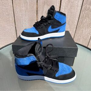 Jordan 1 Retro High OG Black and Royal Blue Size 1.5y